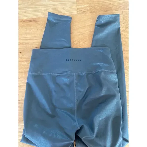 EUC Allfenix Anthropologie Liquid Olive Green Leggings M Shine Sparkle Glitter - Picture 10 of 11